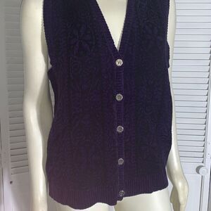 Vintage Wool Blend Oversized Button Down V Neck Vest Size Medium‎